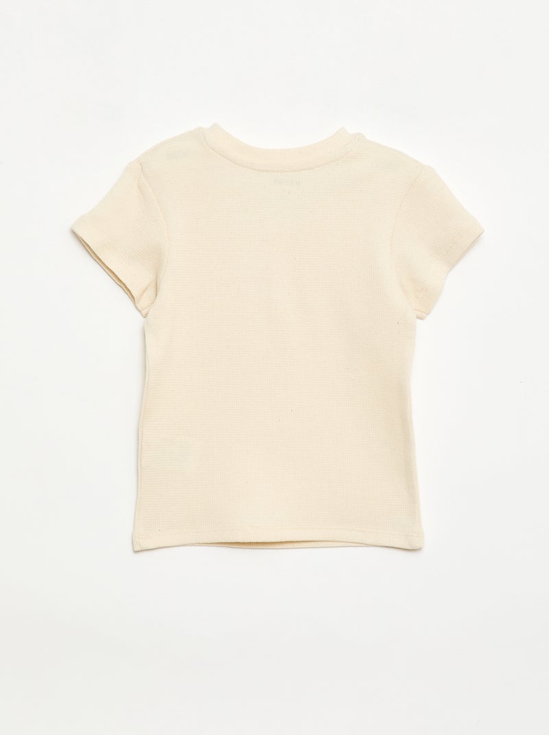 Pigiama corto 2 pezzi in maglia a costine Bianco - Kiabi