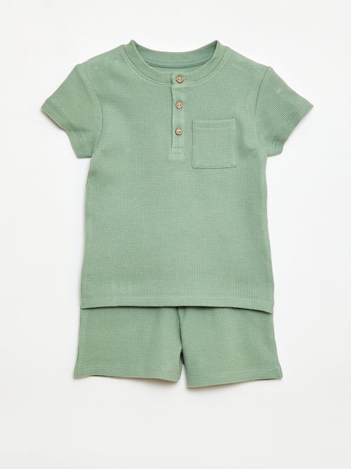 Pigiama corto 2 pezzi in maglia a costine - Kiabi