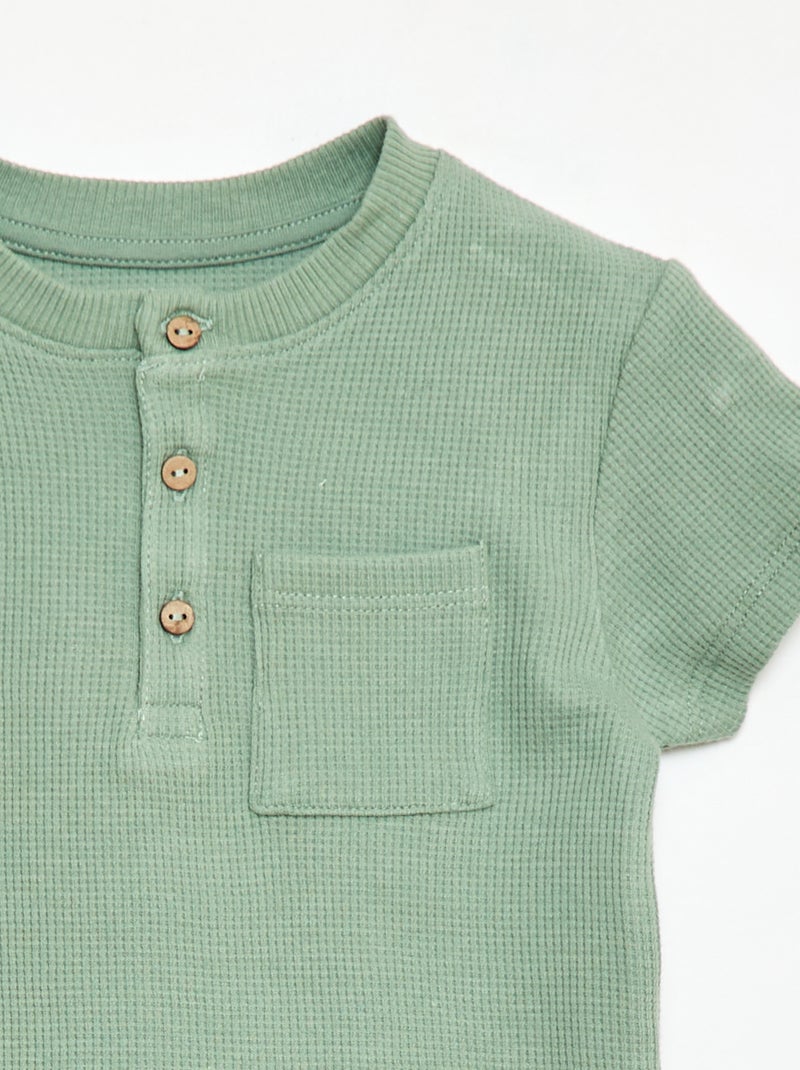 Pigiama corto 2 pezzi in maglia a costine Verde - Kiabi