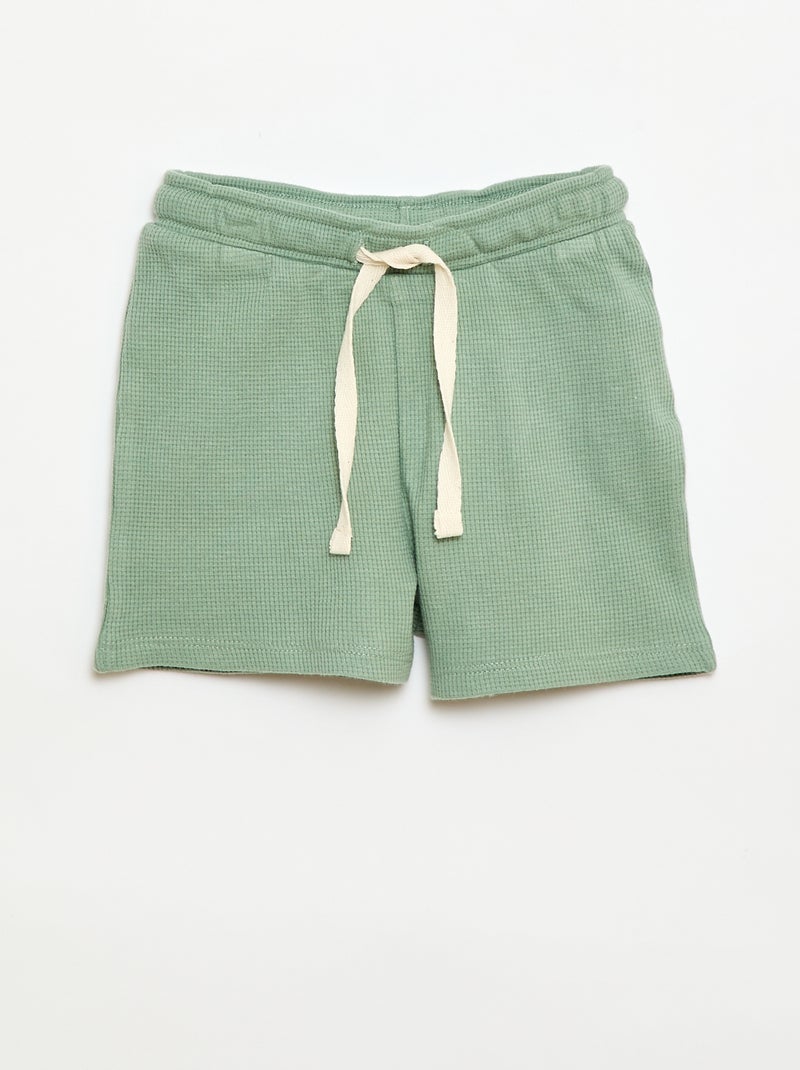 Pigiama corto 2 pezzi in maglia a costine Verde - Kiabi