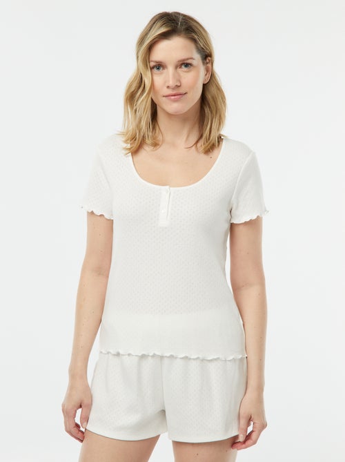 Pigiama corto 2 pezzi in maglia pointelle - Kiabi