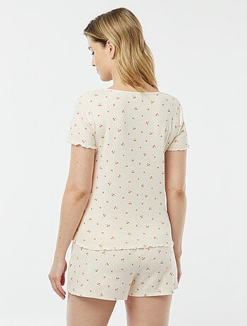 Pigiama corto 2 pezzi in maglia pointelle
