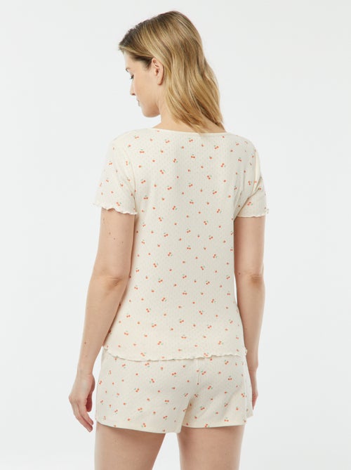 Pigiama corto 2 pezzi in maglia pointelle - Kiabi