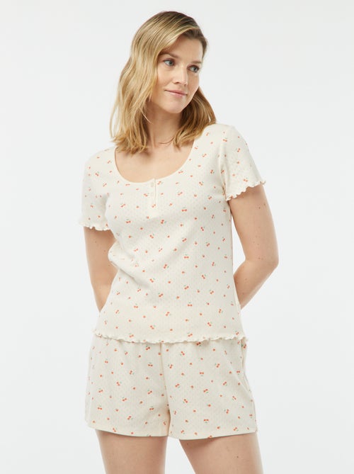 Pigiama corto 2 pezzi in maglia pointelle - Kiabi