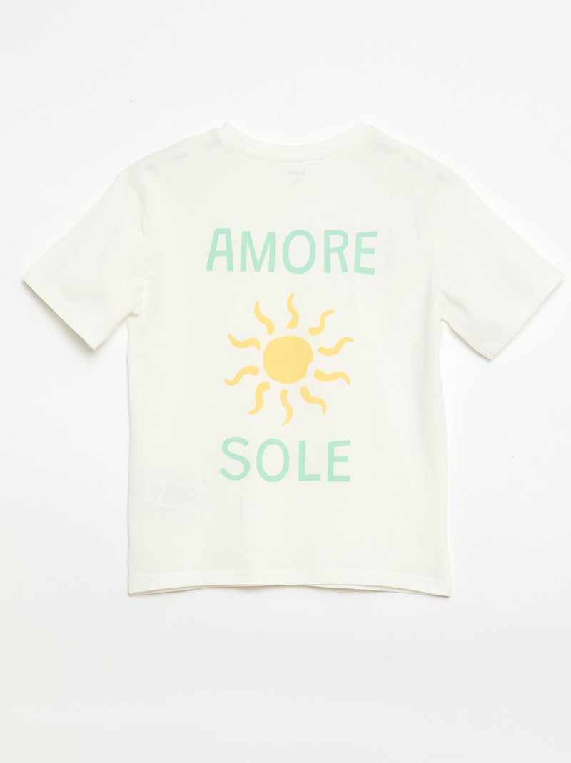 Pigiama corto 2 pezzi Short + T-shirt Bianco - Kiabi