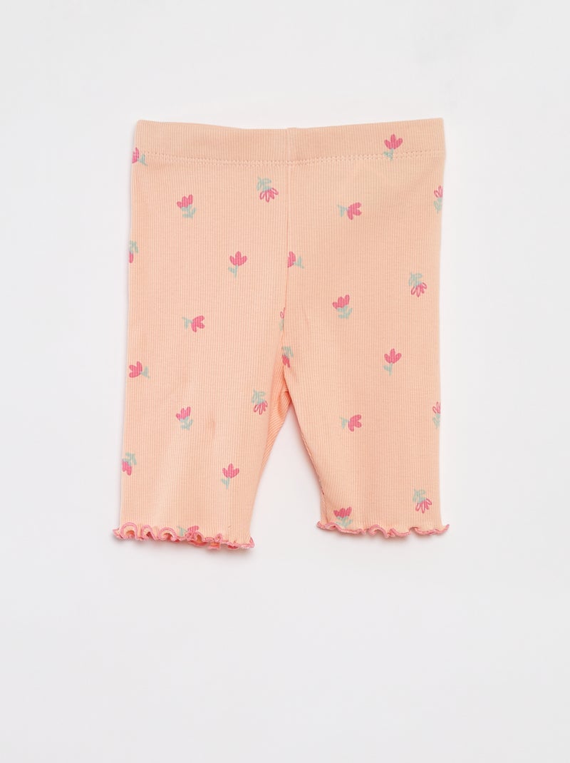 Pigiama corto a costine con orli smerlati ARANCIONE - Kiabi