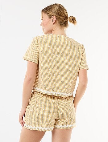 Pigiama corto a quadri vichy 2 pezzi