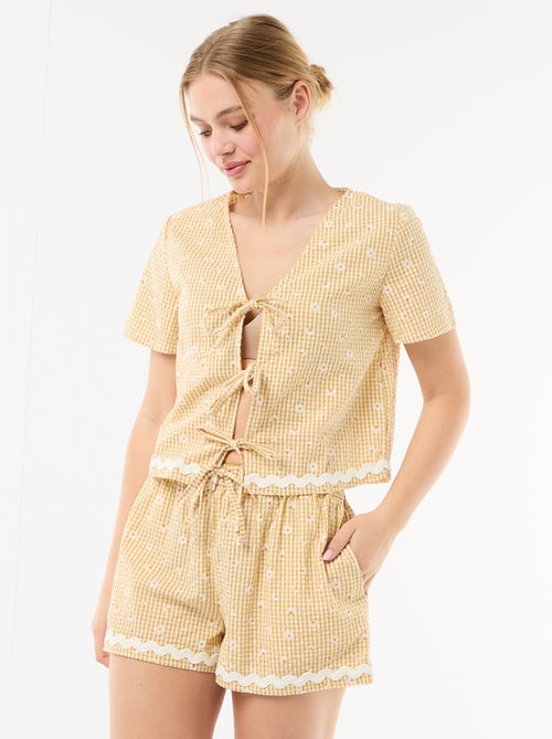 Pigiama corto a quadri vichy 2 pezzi - Kiabi