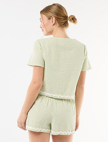 Pigiama corto a quadri vichy 2 pezzi