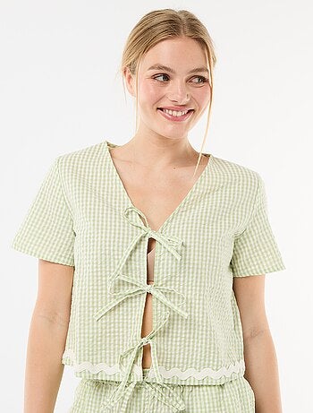 Pigiama corto a quadri vichy 2 pezzi