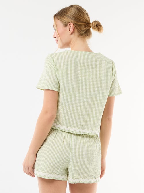 Pigiama corto a quadri vichy 2 pezzi - Kiabi