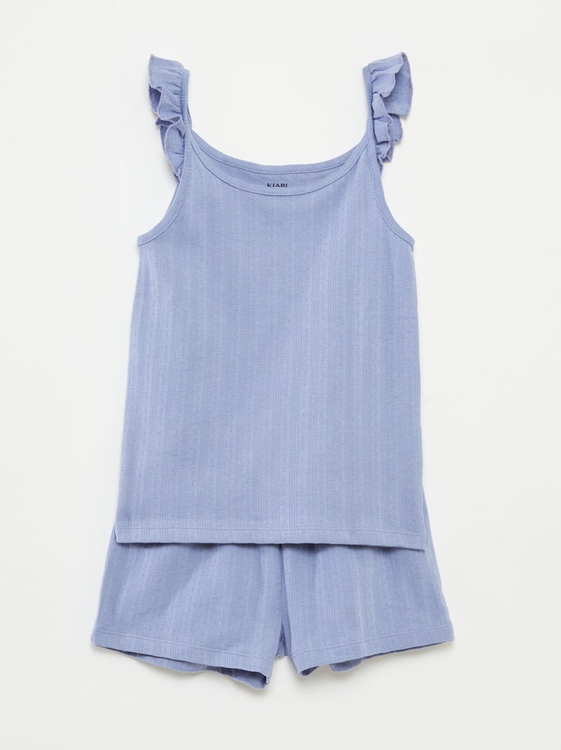 Pigiama corto canotta con volant + shorts - 2 pezzi Blu - Kiabi