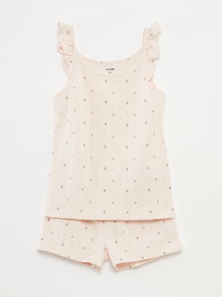 Pigiama corto canotta con volant + shorts - 2 pezzi