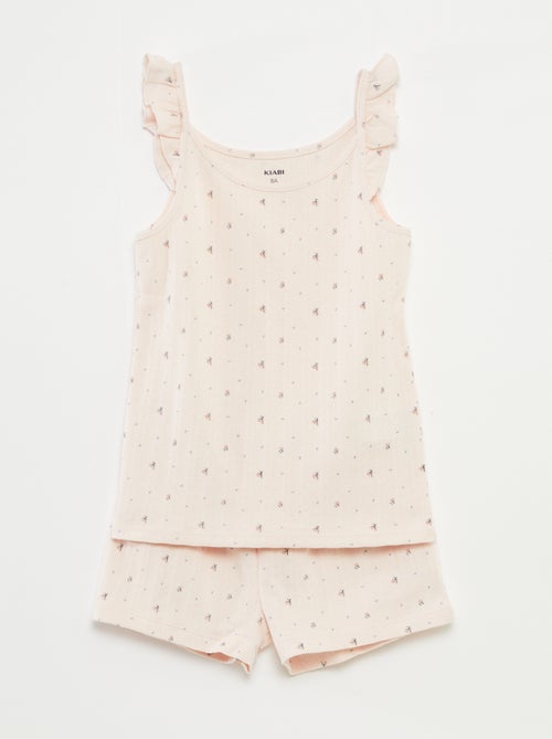 Pigiama corto canotta con volant + shorts - 2 pezzi - Kiabi