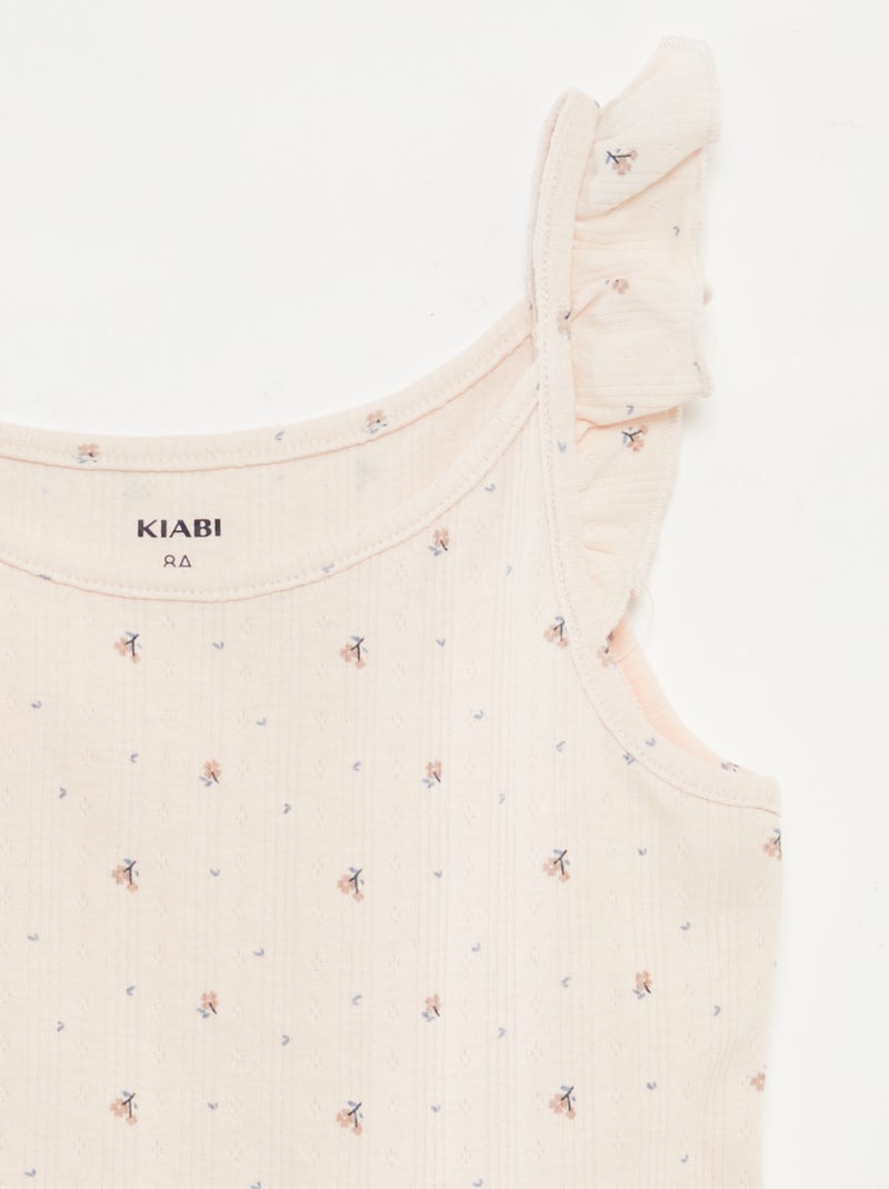 Pigiama corto canotta con volant + shorts - 2 pezzi Rosa - Kiabi