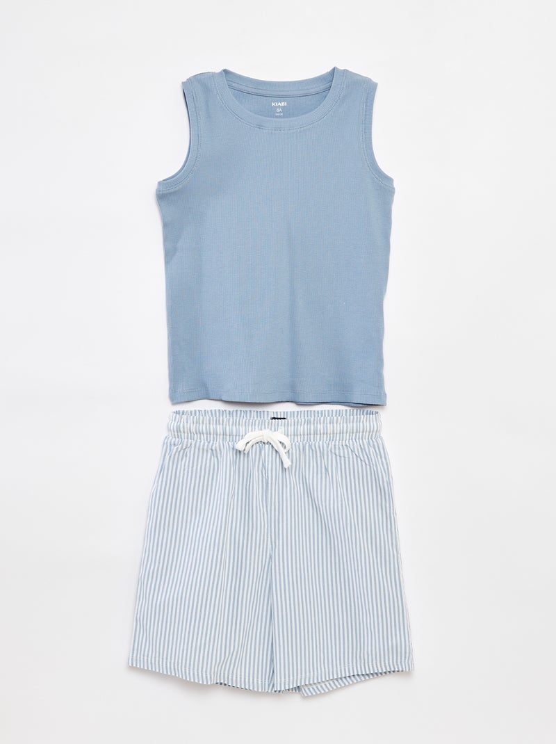 Pigiama corto canotta + shorts - 2 pezzi Blu - Kiabi