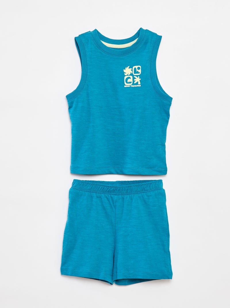 Pigiama corto canotta + shorts - 2 pezzi BLU - Kiabi