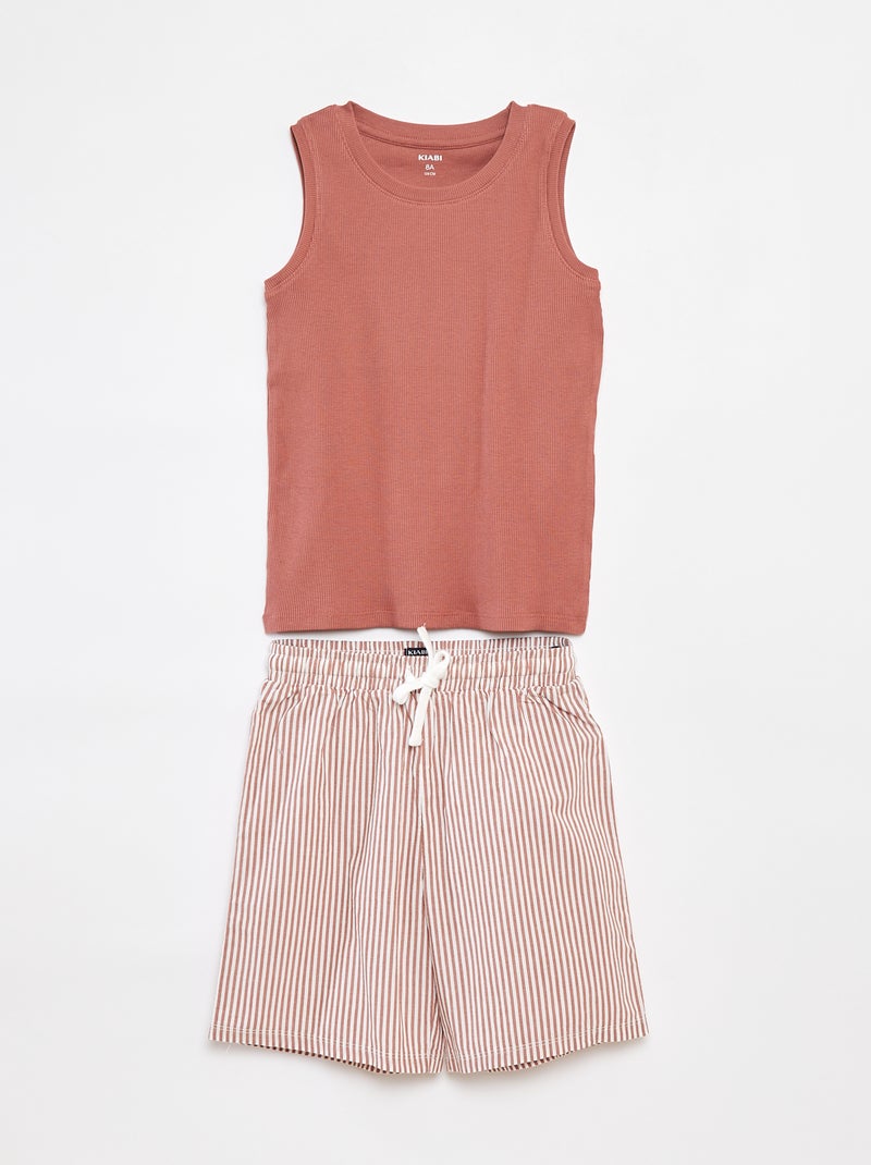 Pigiama corto canotta + shorts - 2 pezzi Marrone - Kiabi