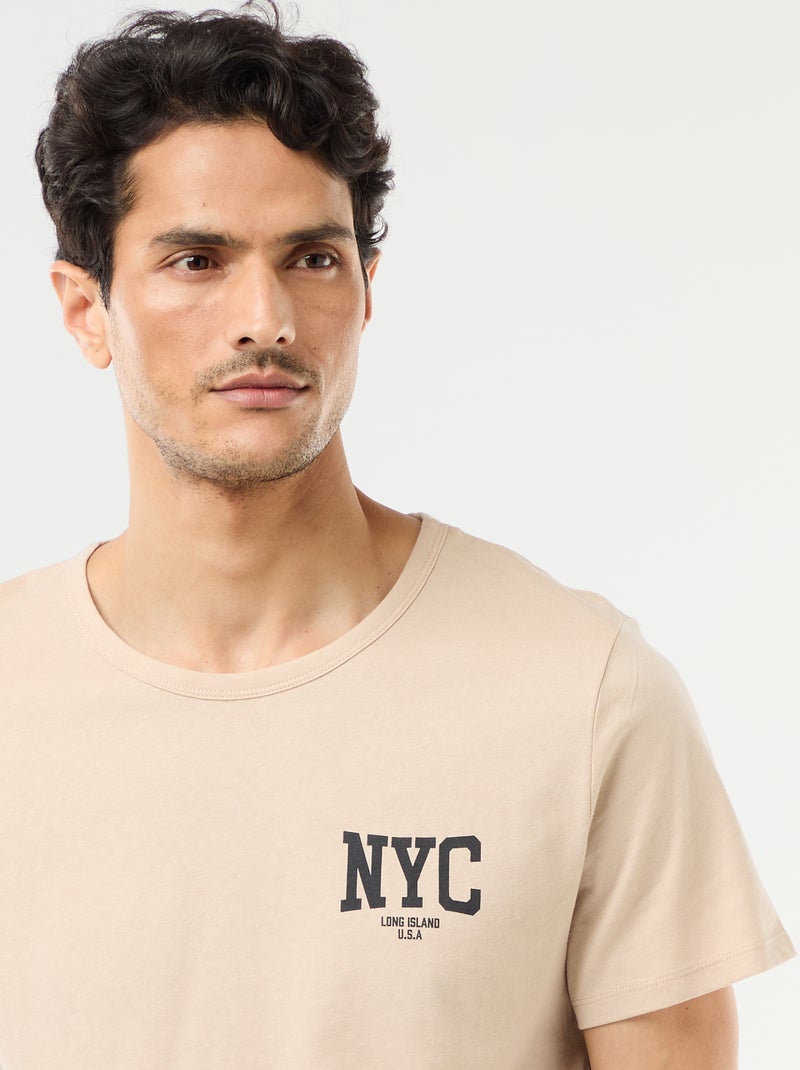 Pigiama corto composto da t-shirt + pantaloncini - 2 pezzi Beige - Kiabi