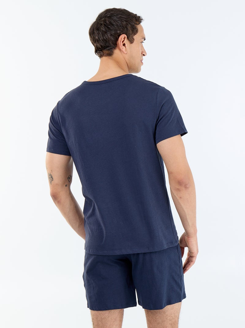 Pigiama corto composto da t-shirt + pantaloncini - 2 pezzi Blu - Kiabi