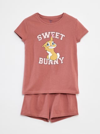 Pigiama corto con stampa 'Miss Bunny' - 2 pezzi