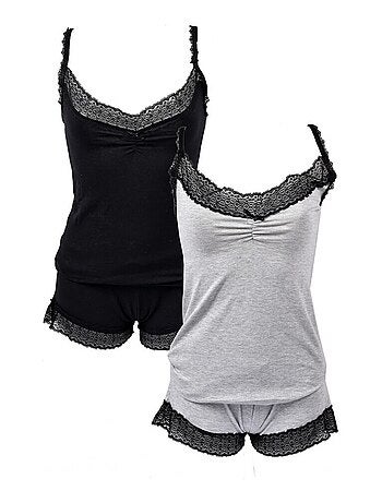 Pigiama Corto Donna TWINDAY in Cotone - Confezione da 2