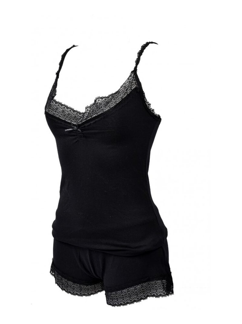 Pigiama Corto Donna TWINDAY in Cotone - Confezione da 2 Nero Grigio - Kiabi