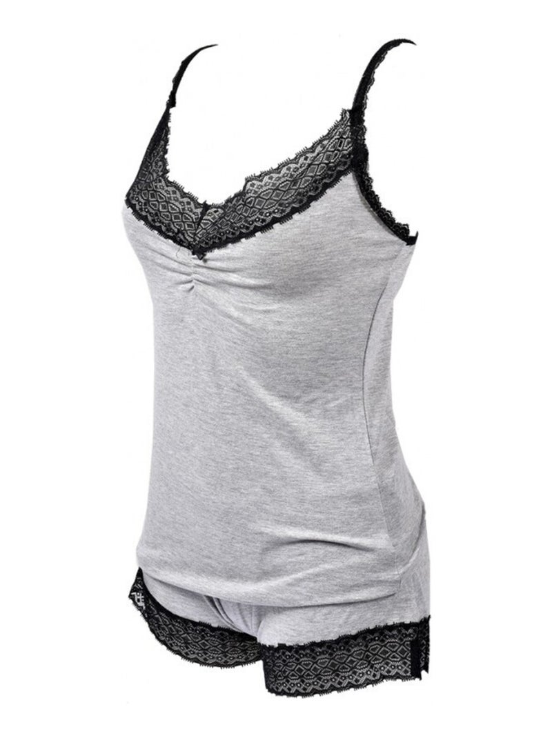 Pigiama Corto Donna TWINDAY in Cotone - Confezione da 2 Nero Grigio - Kiabi