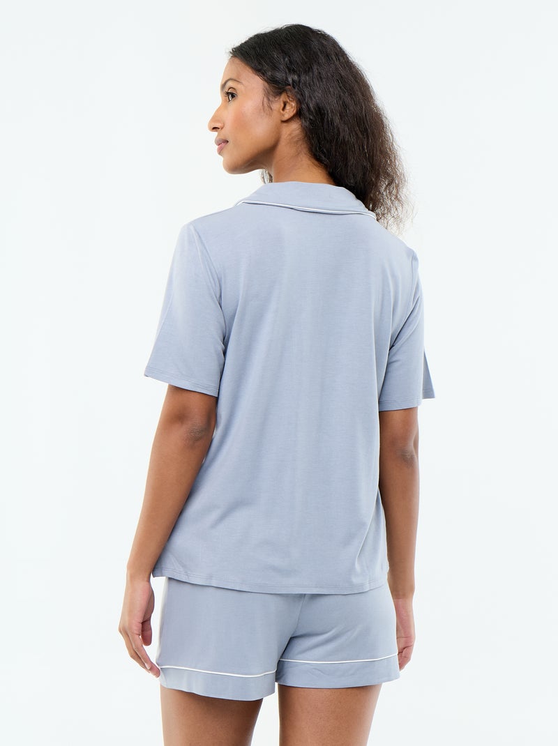 Pigiama corto in viscosa mélange - 2 pezzi Blu - Kiabi