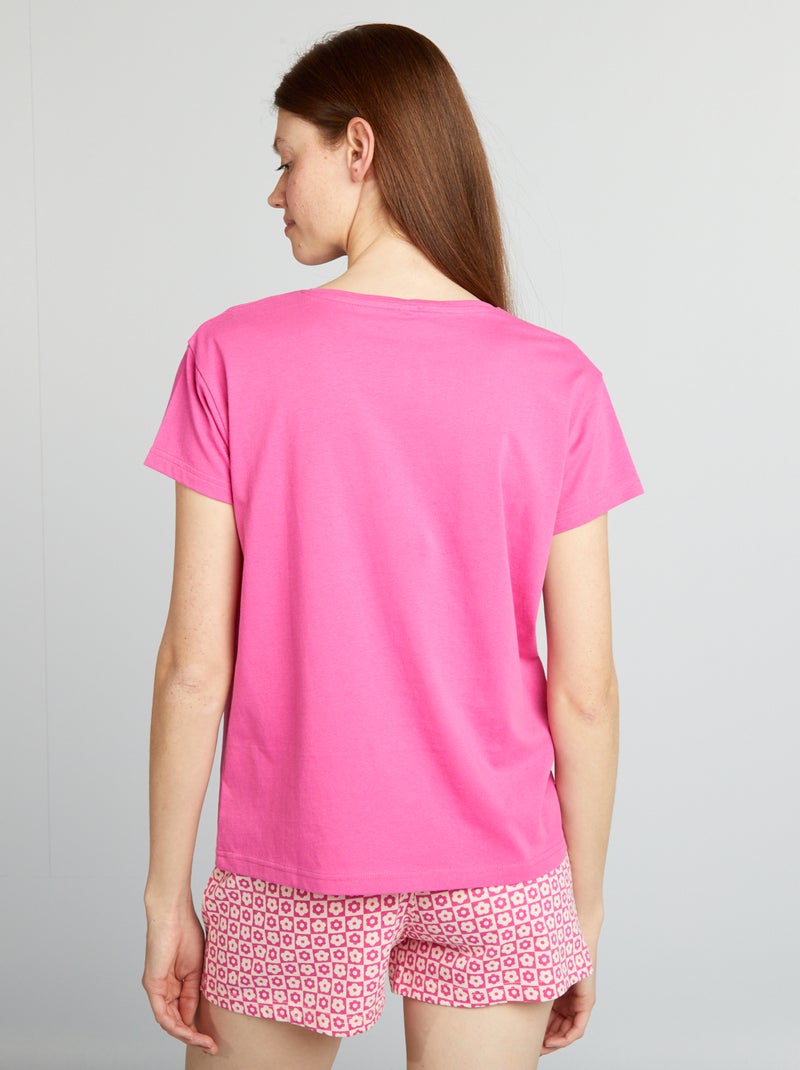 Pigiama corto scritta fantasia - 2 pezzi ROSA - Kiabi