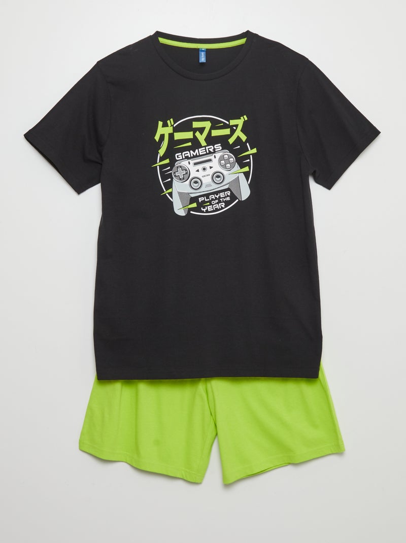 Pigiama corto shorts + t-shirt - 2 pezzi NERO - Kiabi