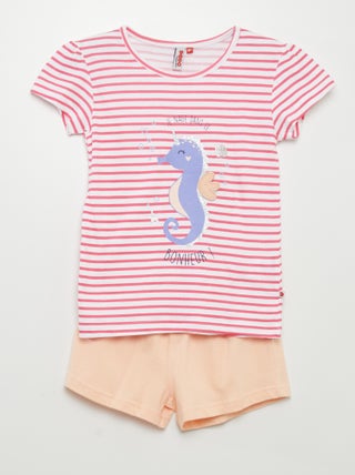 Pigiama corto shorts + t-shirt 'ippocampo' - 2 pezzi