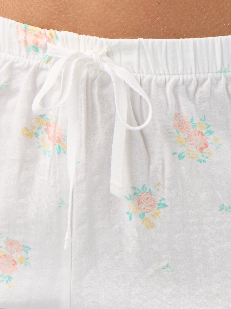Pigiama corto stampato in voile di cotone - 2 pezzi Bianco - Kiabi