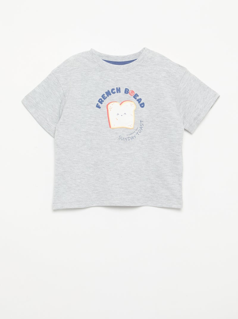 Pigiama corto + T-shirt - 2 pezzi Grigio - Kiabi