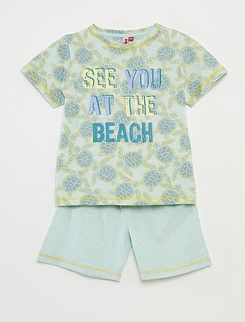 Pigiama corto t-shirt con stampa + shorts - 2 pezzi