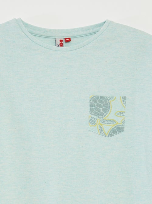 Pigiama corto t-shirt con tasca + shorts tinta unita - 2 pezzi - Kiabi