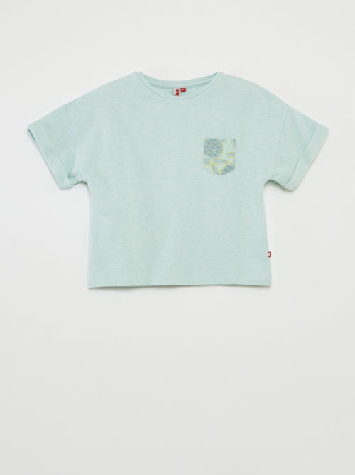 Pigiama corto t-shirt con tasca + shorts tinta unita - 2 pezzi - Kiabi