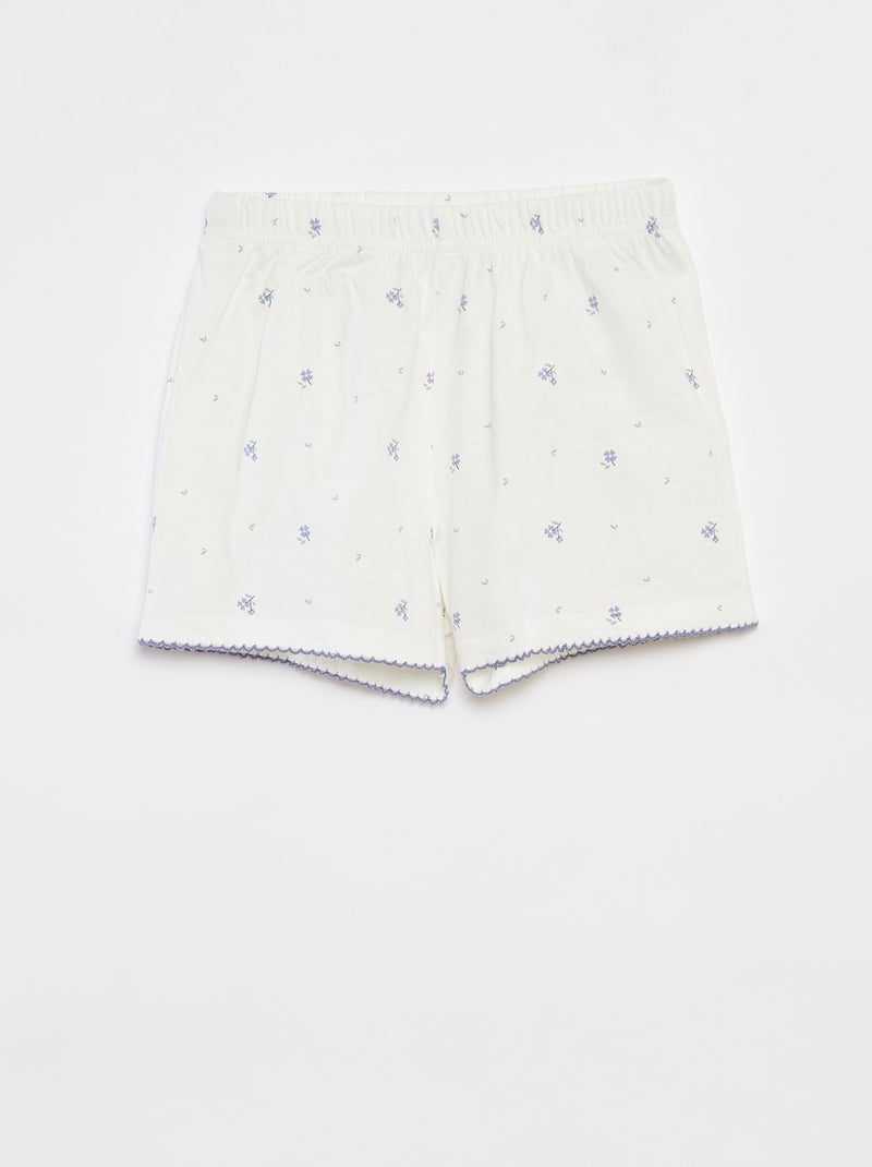 Pigiama corto t-shirt con volant + shorts - 2 pezzi BIANCO - Kiabi