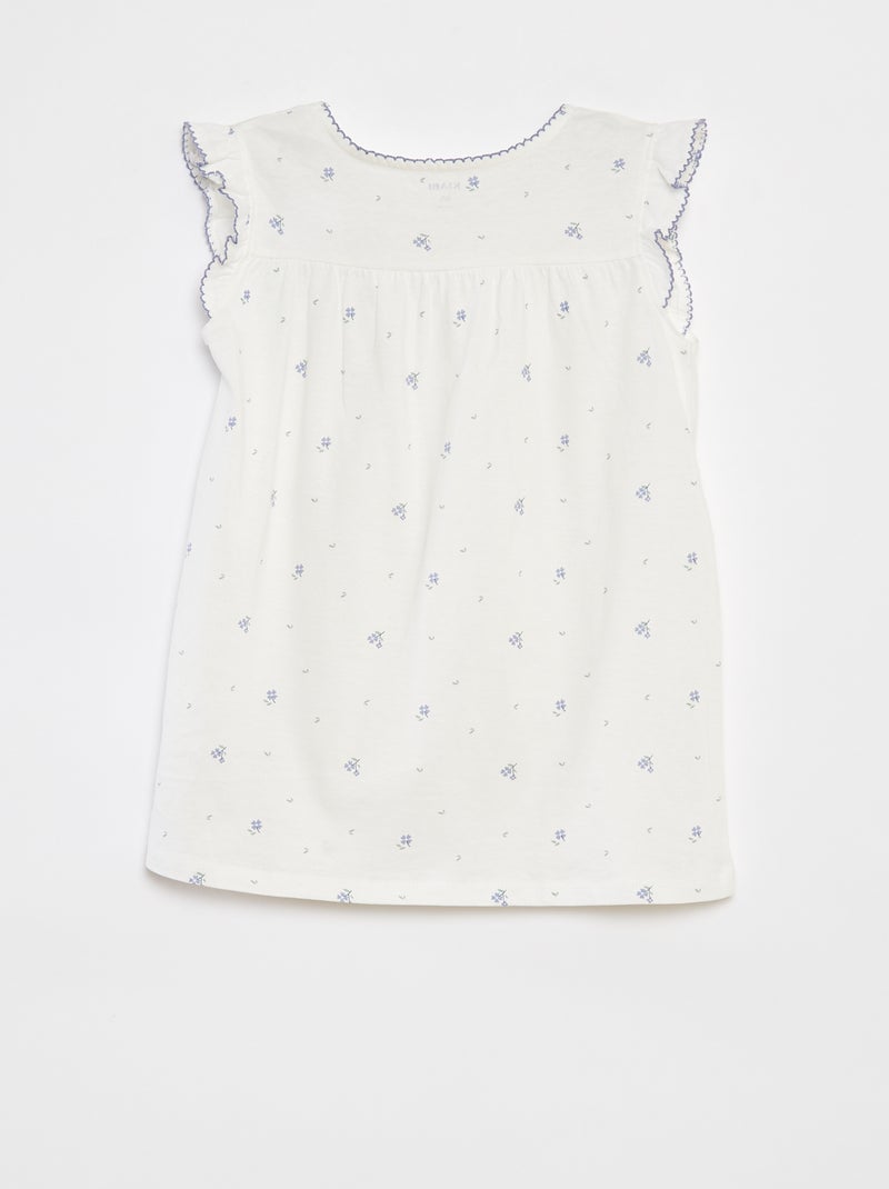 Pigiama corto t-shirt con volant + shorts - 2 pezzi BIANCO - Kiabi