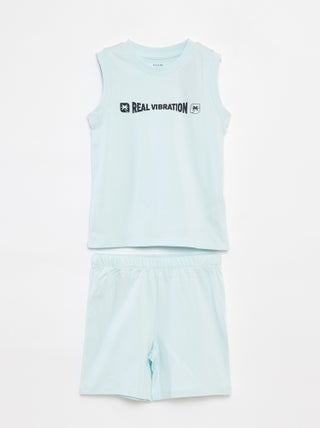 Pigiama corto t-shirt senza maniche + shorts - 2 pezzi