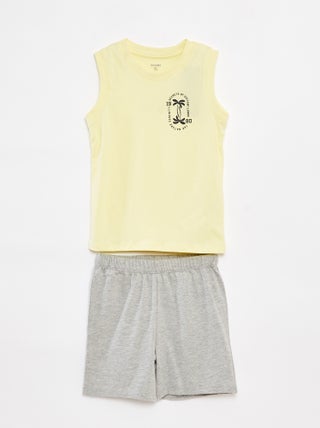 Pigiama corto t-shirt senza maniche + shorts - 2 pezzi