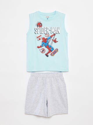Pigiama corto t-shirt senza maniche + shorts 'Spider Man' di 'Marvel' - 2 pezzi