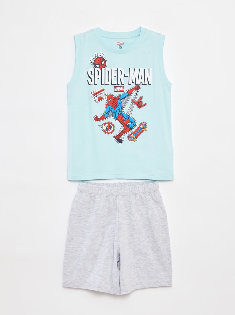 Pigiama corto t-shirt senza maniche + shorts 'Spider Man' di 'Marvel' - 2 pezzi BLU - Kiabi