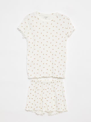 Pigiama corto t-shirt + shorts a coste - 2 pezzi