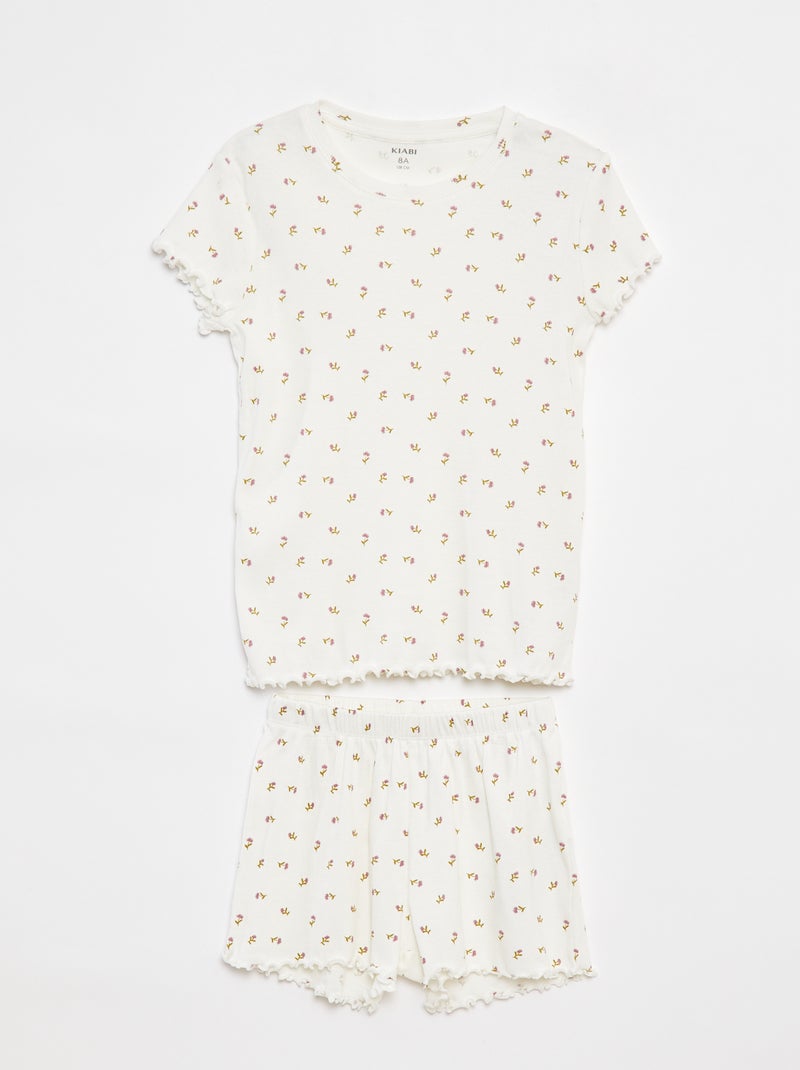 Pigiama corto t-shirt + shorts a coste - 2 pezzi Beige - Kiabi