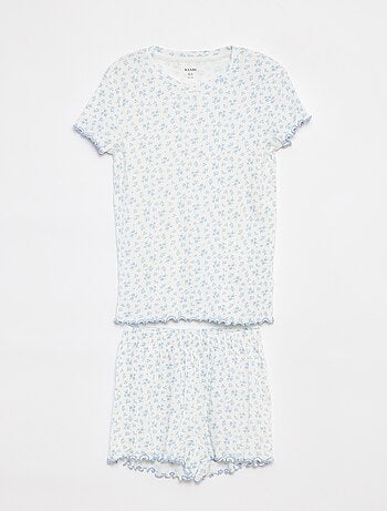 Pigiama corto t-shirt + shorts a coste - 2 pezzi