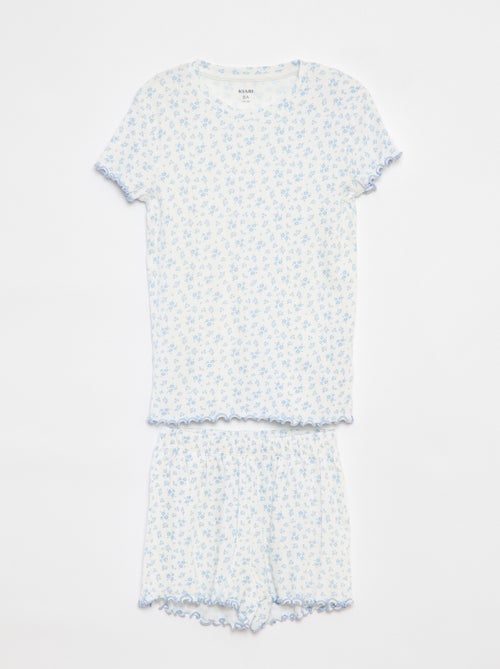 Pigiama corto t-shirt + shorts a coste - 2 pezzi - Kiabi