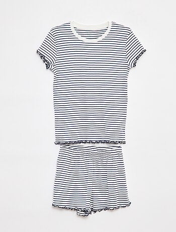 Pigiama corto t-shirt + shorts a coste - 2 pezzi