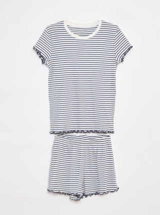 Pigiama corto t-shirt + shorts a coste - 2 pezzi