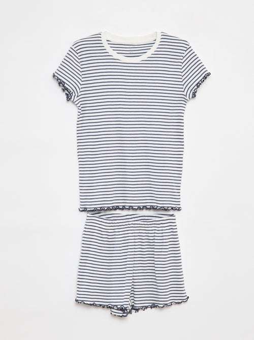 Pigiama corto t-shirt + shorts a coste - 2 pezzi - Kiabi